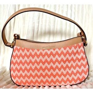 Nanette Lepore Chevron Shoulder Bag Tan Orange Boho Y2K Aesthetic Handbag NWOT
